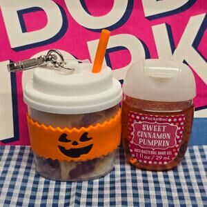 BBW Pumpkin Milkshake Pocketbac Holder & Sweet Cinnamon Pumpkin Refill Keychain